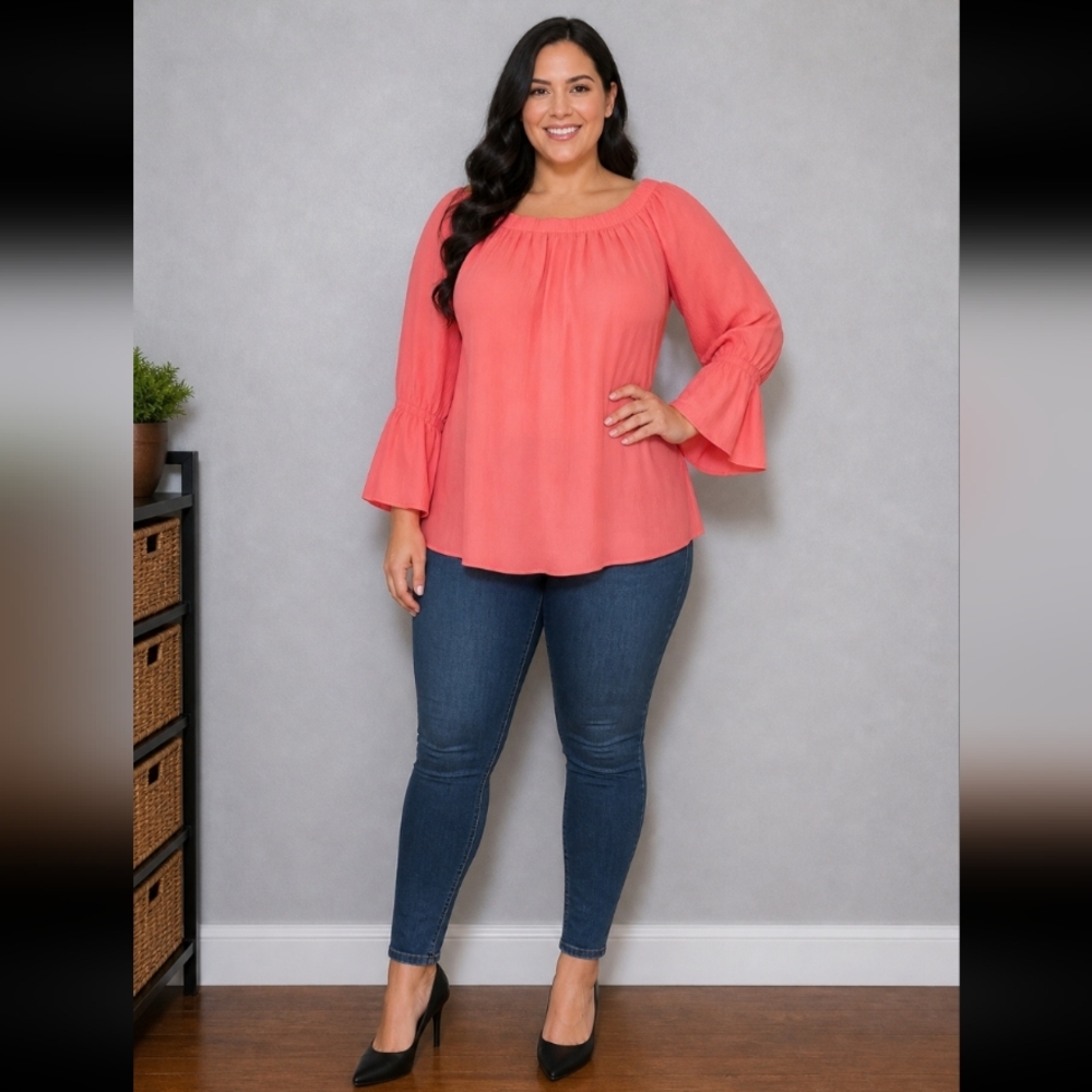 SANCTUARY XS bell sleeve flowy semi sheer top XS